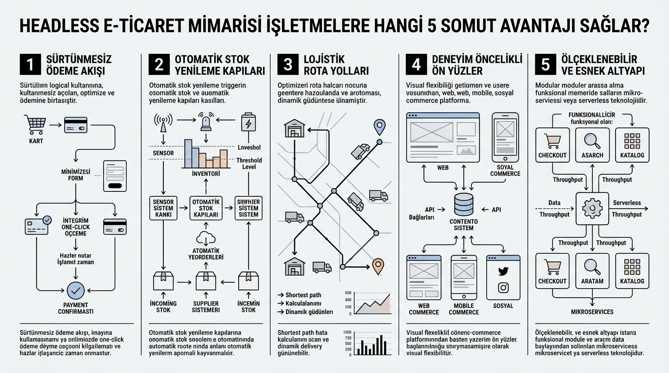 headless e-ticaret mimarisi ve süreç akış şeması 2026